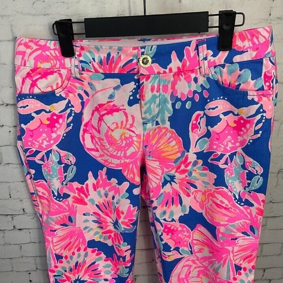 Lilly Pulitzer Sadie Crop Pants Size 6 Stretch Bennett Blue Bay Dreamin Chino N - Picture 7 of 12